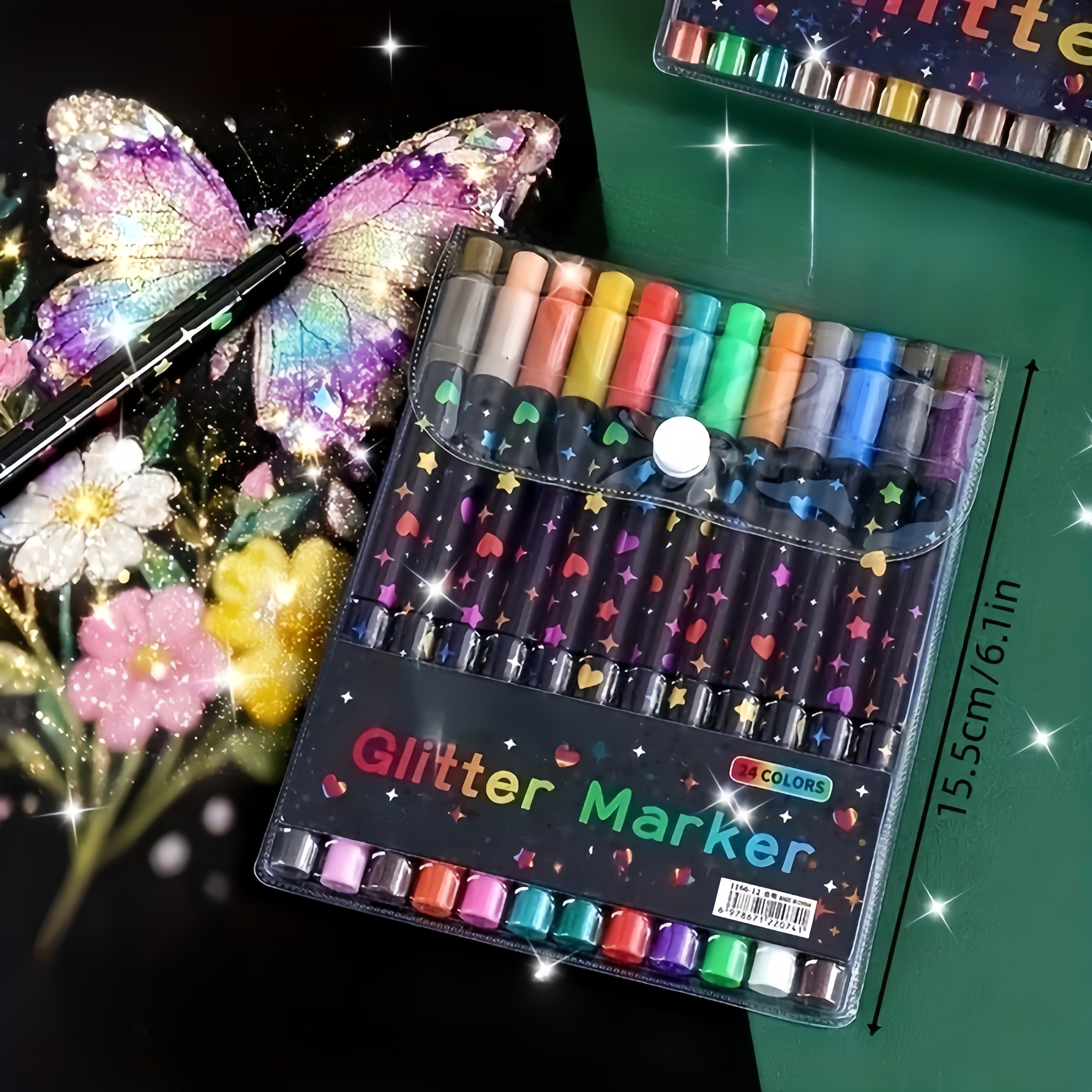 Gel Ink Pen Set - 24/48 Color Double-Ended Glitter Pens with