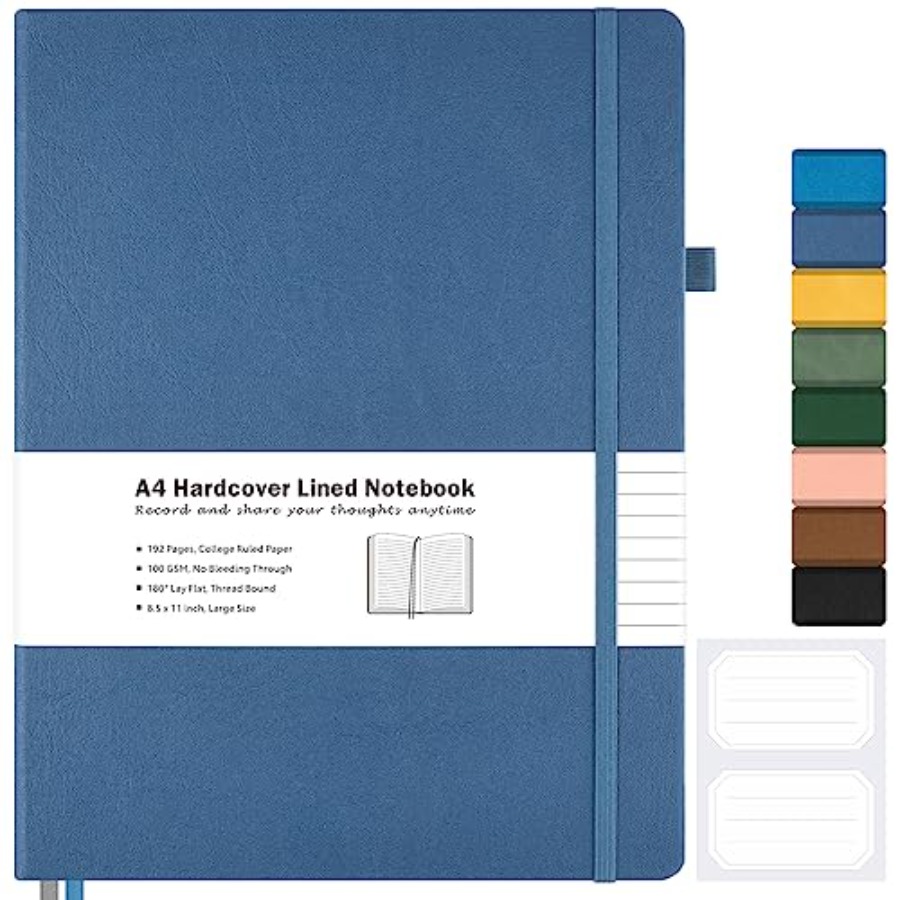 Journal Leather Hardcover - College Ruled Notebook, A4 Hardcover Leather