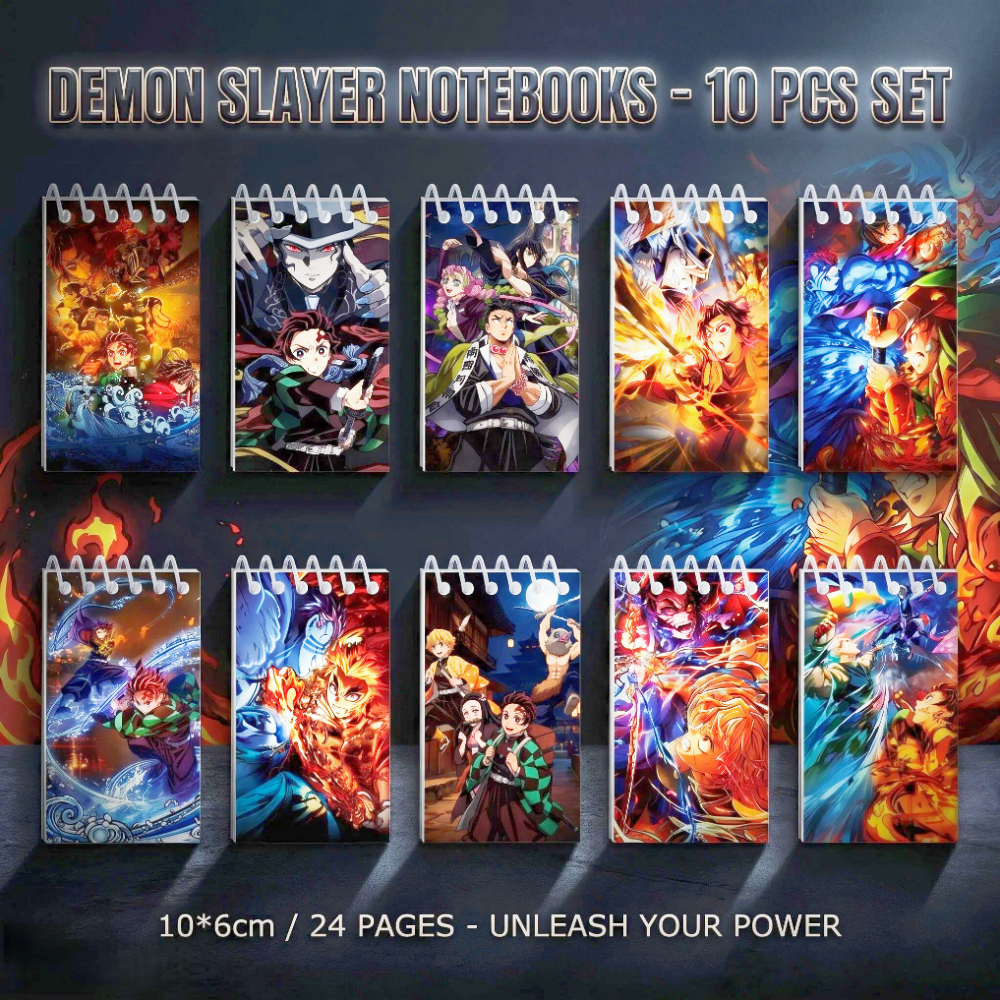Office Stationery And Supply - 10PCS Demon Slayer Notepads. Spiral Pocket