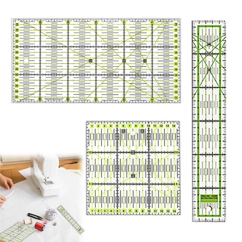 Ruler Set Transparent - FYBL-Sewing Rulers, Patchwork Templates, 3PCS Transparent