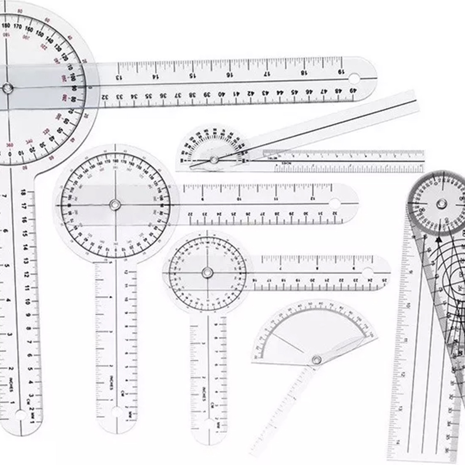 Angle Ruler  Goniometer Set PV - Ruler Set Transparent ulasan dan harga