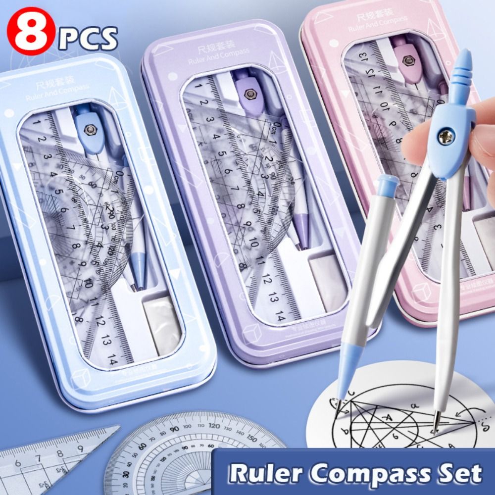 8PCS/Set Plastic Ruler Compass - Ruler Set Transparent ulasan dan harga