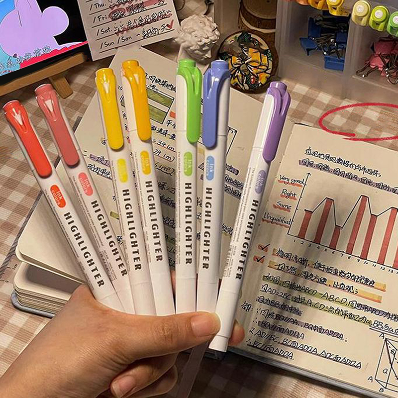 1Set 15Colors Double Headed Hi - Highlighter Set Pastel ulasan dan harga