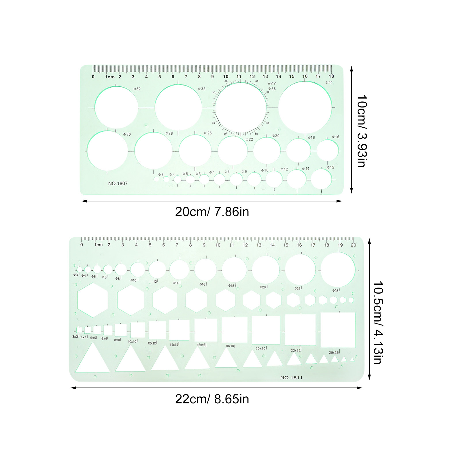 2Pcs Transparent Drawing Templ - Ruler Set Transparent ulasan dan harga