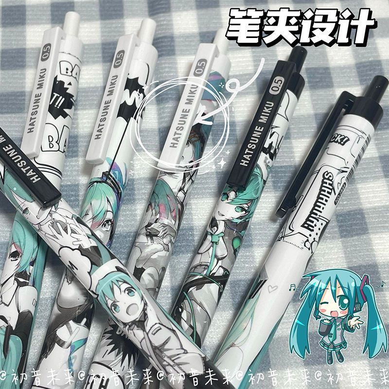 6Pcs/Set Hatsune Miku Black Ge - Gel Ink Pen Set ulasan dan harga