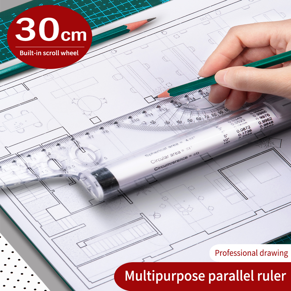 30cm Transparent Parallel Roll - Ruler Set Transparent ulasan dan harga
