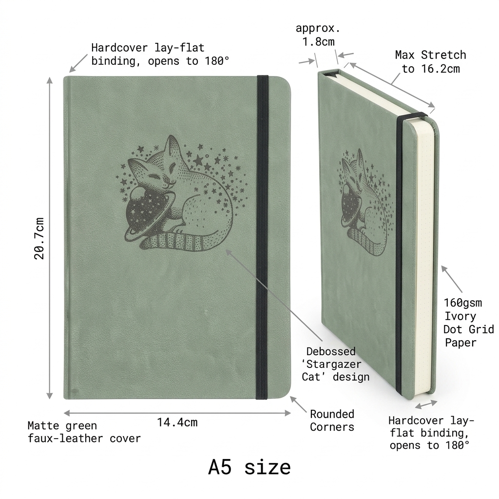 Cute Cat Planet A5 Dotted Note - Notebook Dotted A5 ulasan dan harga