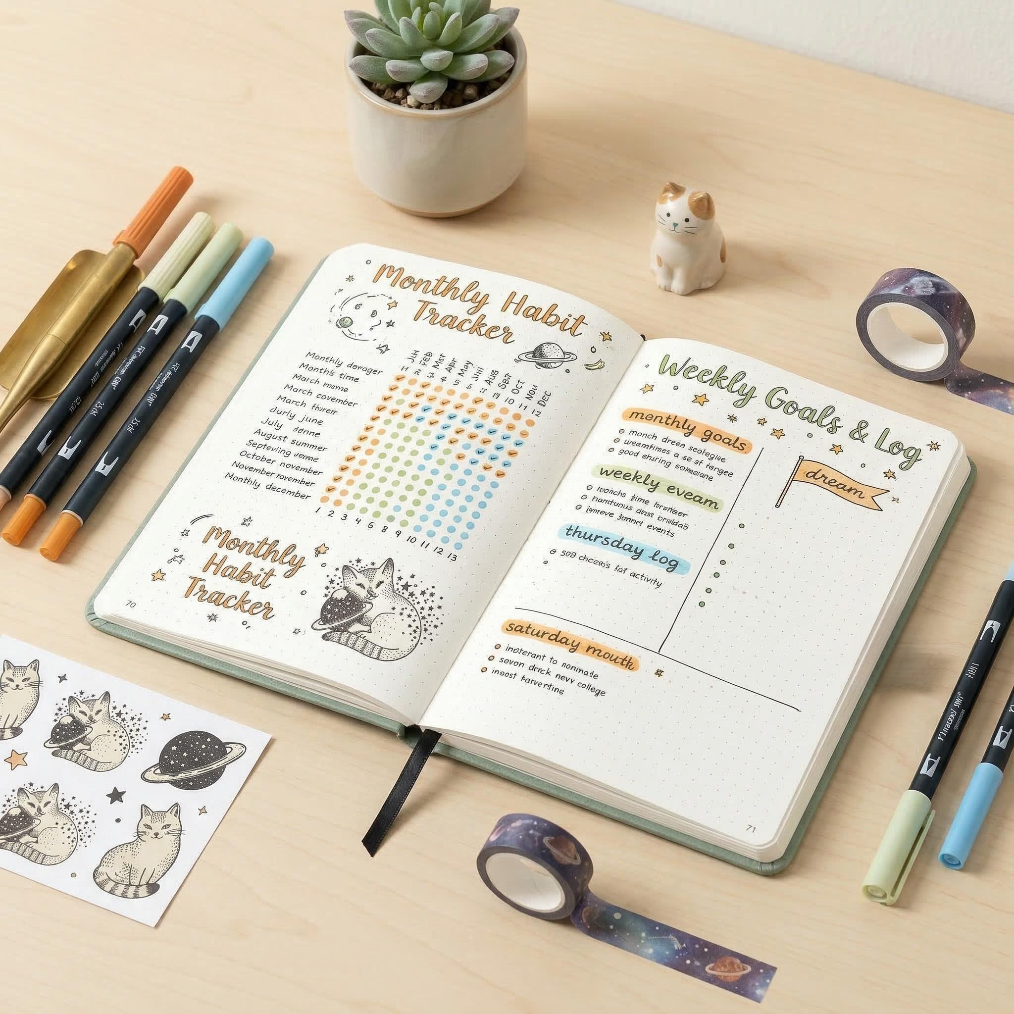 Cute Cat Planet A5 Dotted Note - Notebook Dotted A5 ulasan dan harga