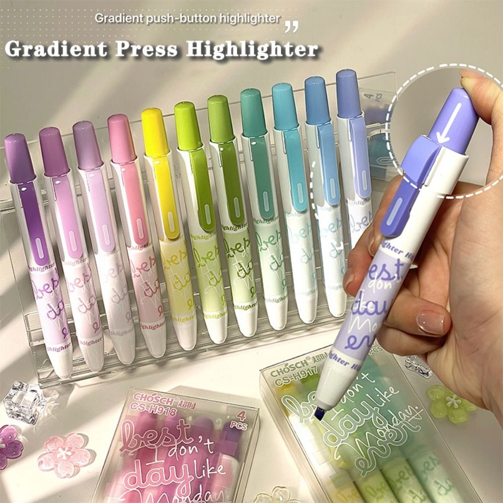 4pcs New Gradient Color Highli - Highlighter Set Pastel ulasan dan harga