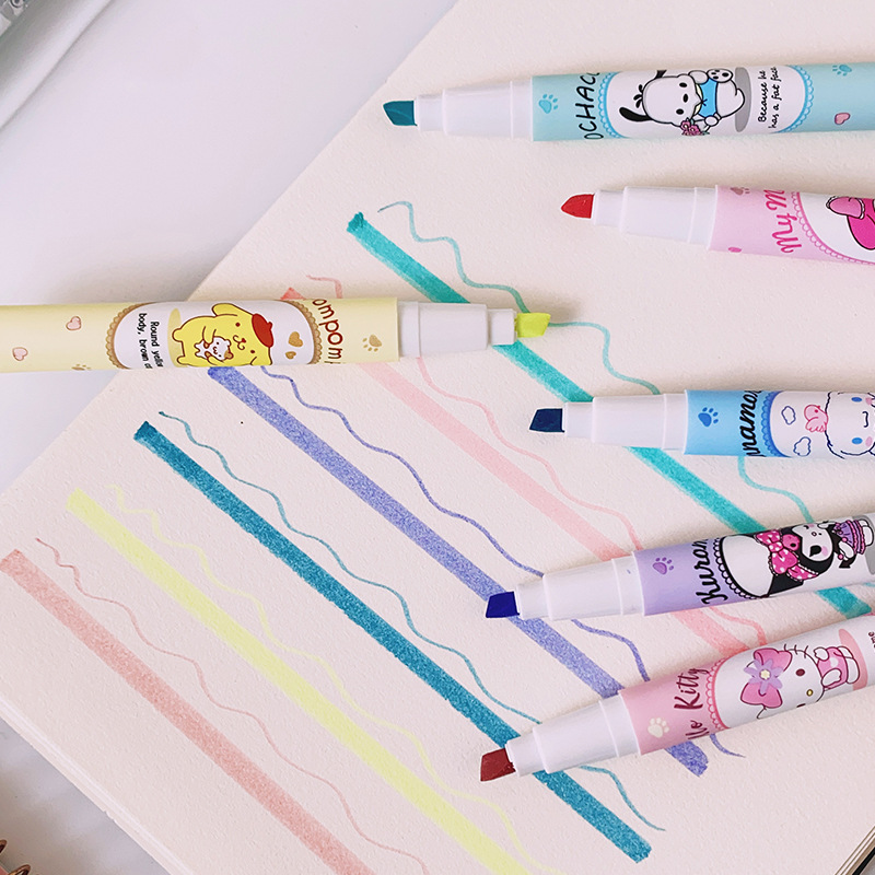 6Pcs Sanrio Hello Kitty Highli - Highlighter Set Pastel ulasan dan harga