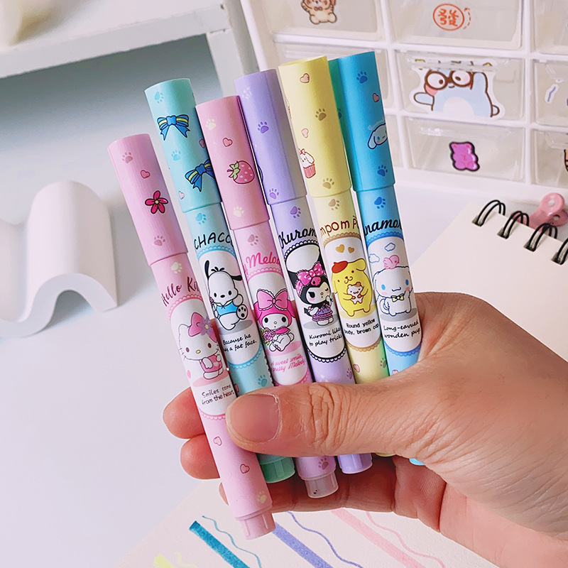 6Pcs Sanrio Hello Kitty Highli - Highlighter Set Pastel ulasan dan harga