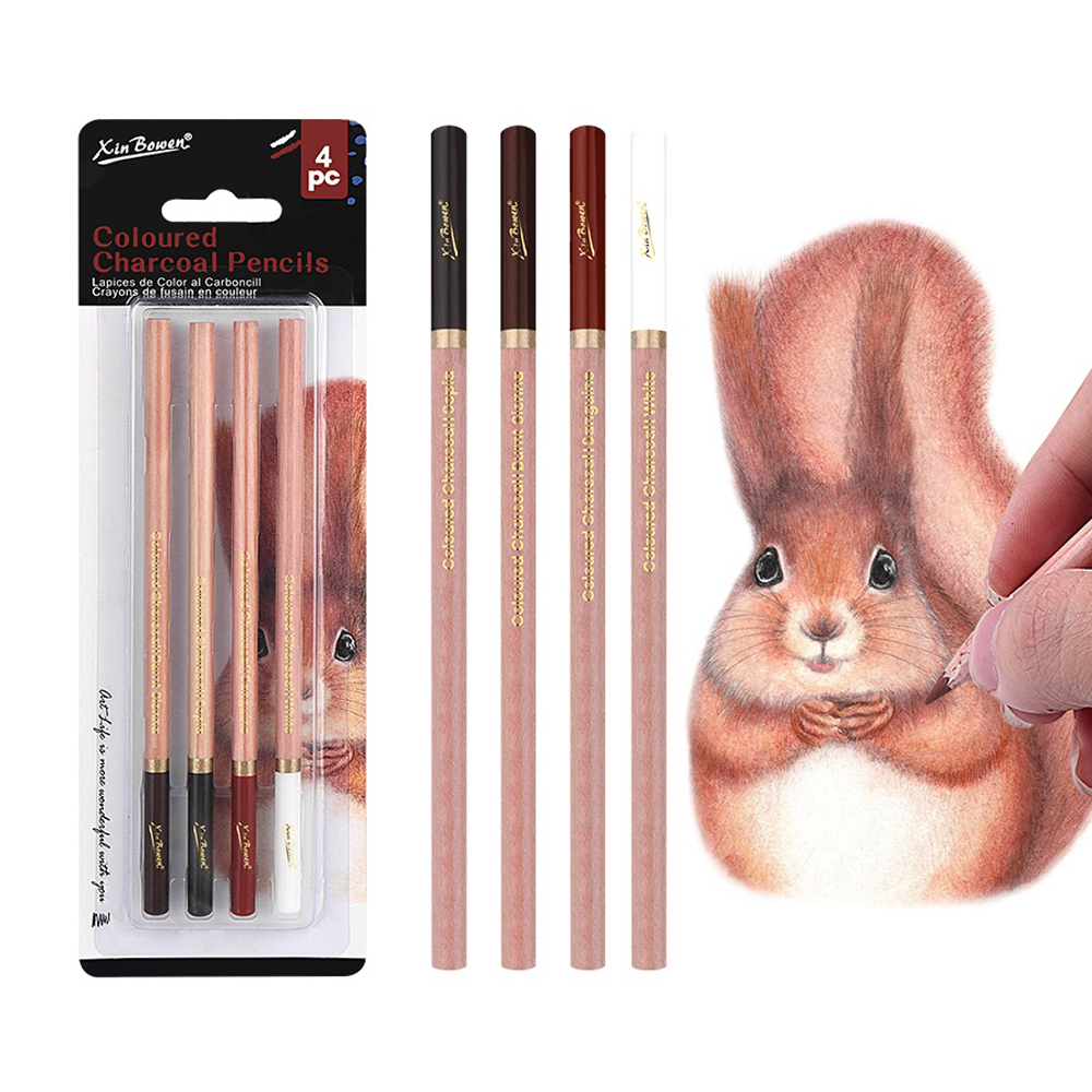 4Pcs Professional Sketch Charc - Highlighter Set Pastel ulasan dan harga