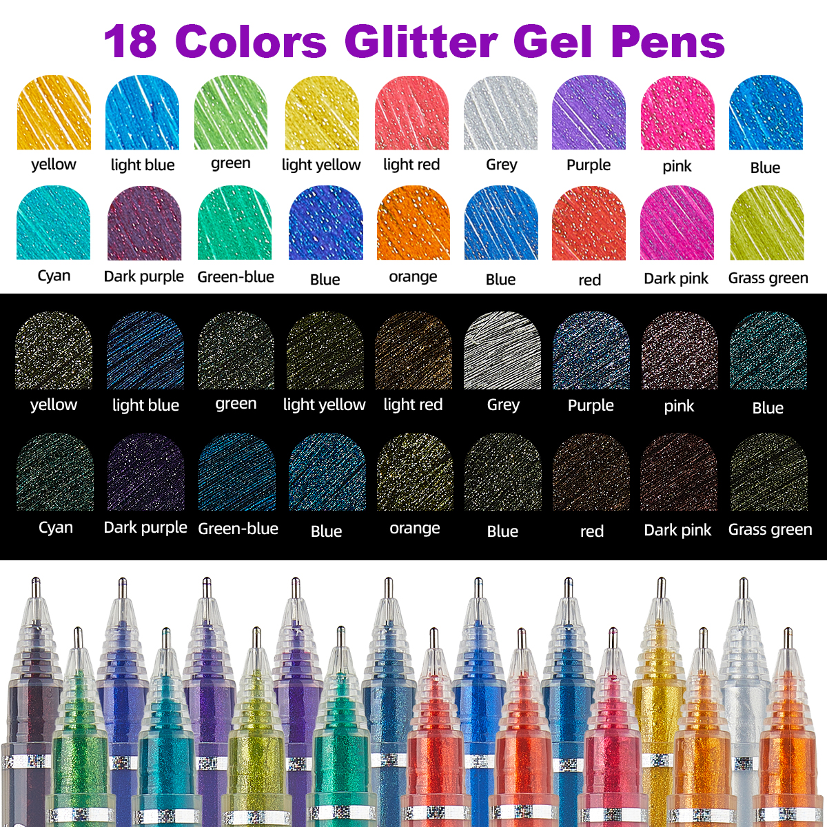 Sparkly Glitter Gel Pens Set 1 - Gel Ink Pen Set ulasan dan harga