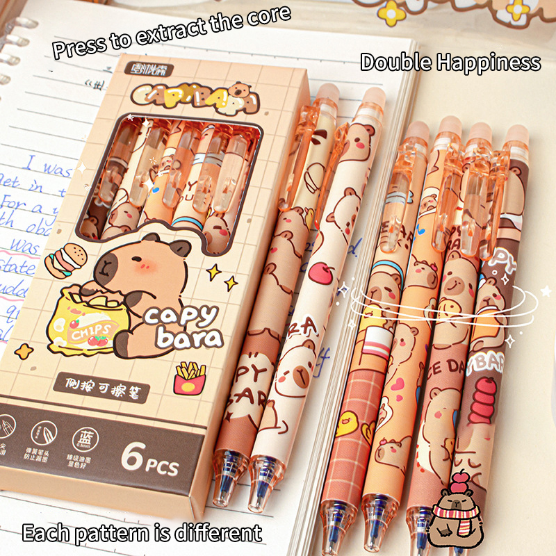 6Pcs Lovely Black and Blue Gel - Gel Ink Pen Set ulasan dan harga