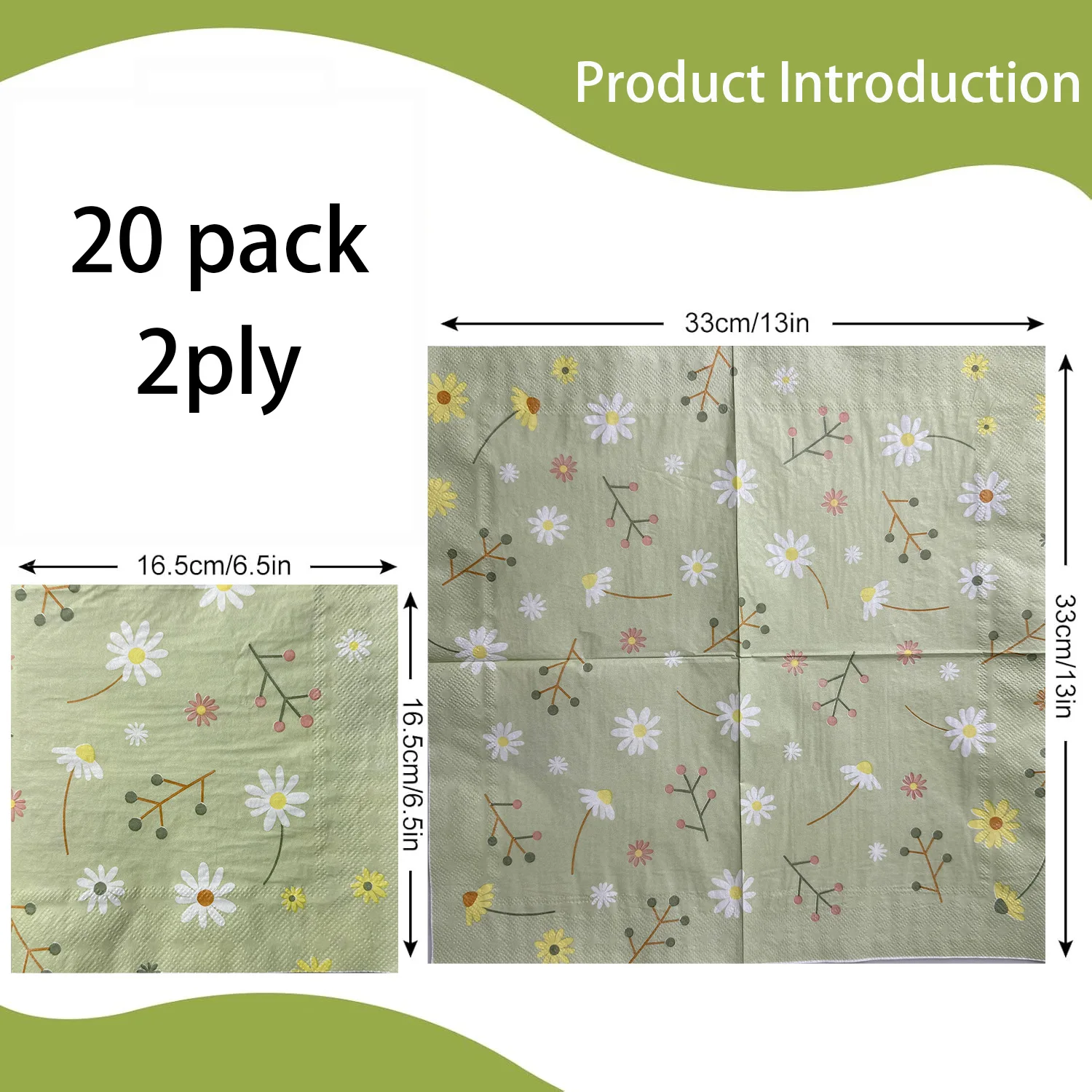 Chamomile Printed Napkin Green - Graph Paper Pad ulasan dan harga