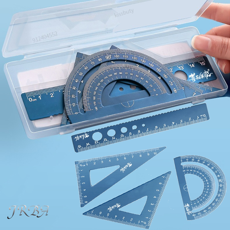 4 In 1 Aluminum Alloy Ruler St - Ruler Set Transparent ulasan dan harga