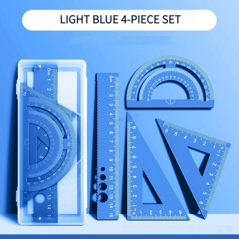 4 In 1 Aluminum Alloy Ruler St - Ruler Set Transparent ulasan dan harga