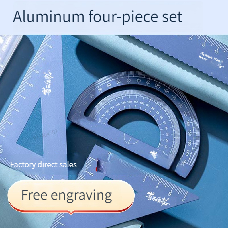 4 In 1 Aluminum Alloy Ruler St - Ruler Set Transparent ulasan dan harga