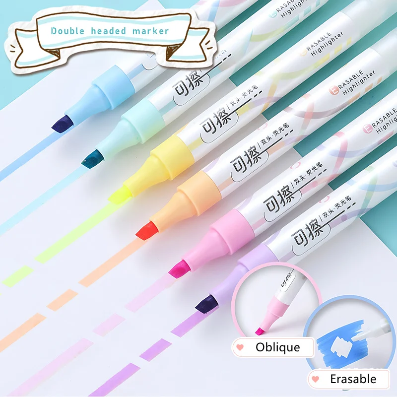Set of 6 Colors Kawaii Erasabl - Highlighter Set Pastel ulasan dan harga