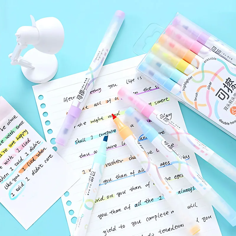 Set of 6 Colors Kawaii Erasabl - Highlighter Set Pastel ulasan dan harga