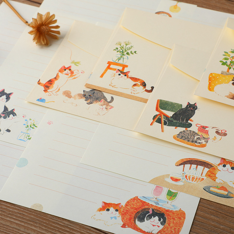 10Pcs Cartoon Cat Envelopes St - Letter Envelope Kraft ulasan dan harga