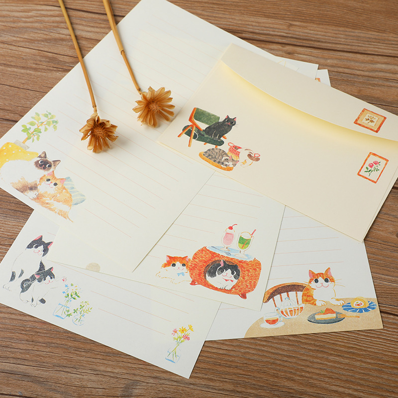 10Pcs Cartoon Cat Envelopes St - Letter Envelope Kraft ulasan dan harga