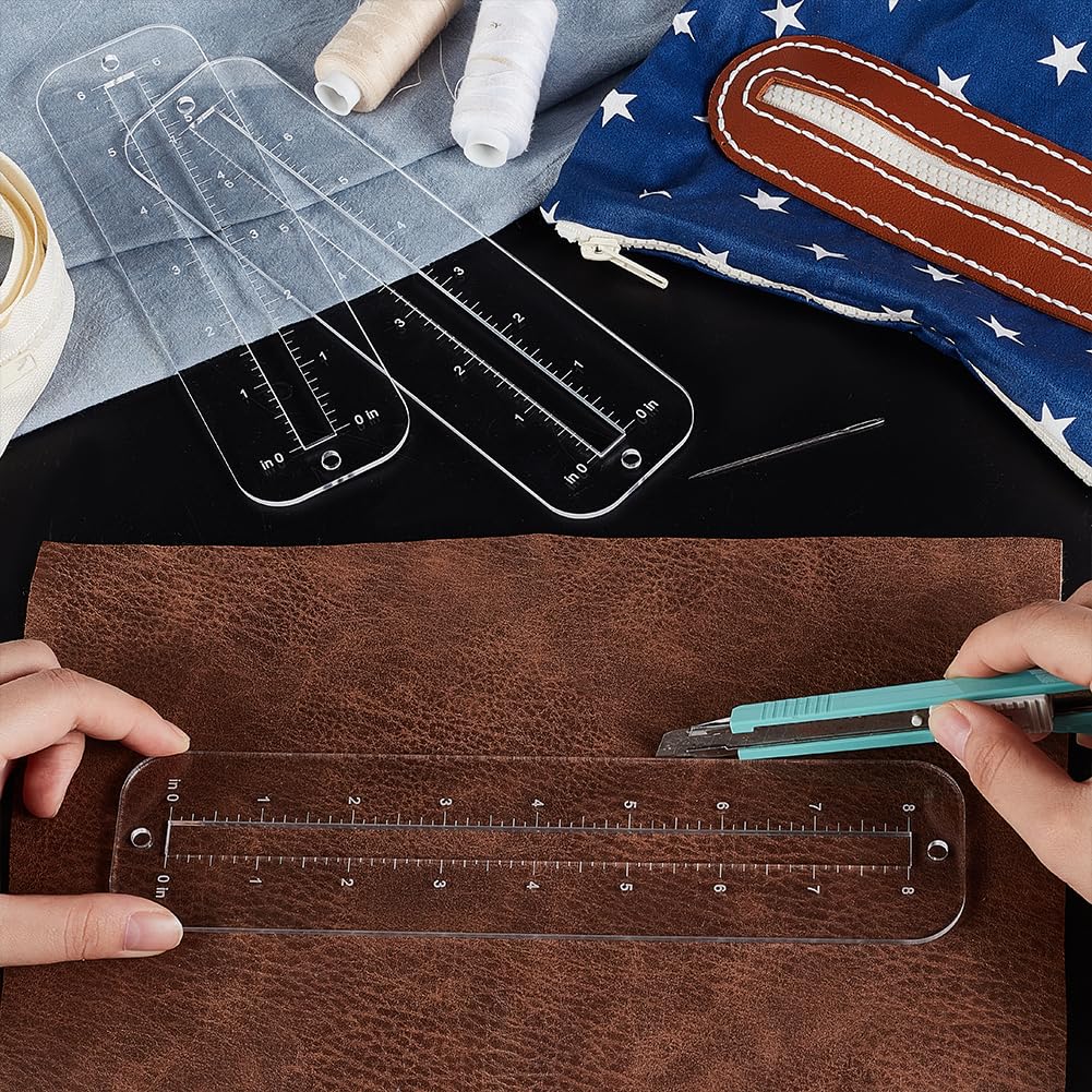 3Pcs, 3 sizes zipper making te - Ruler Set Transparent ulasan dan harga
