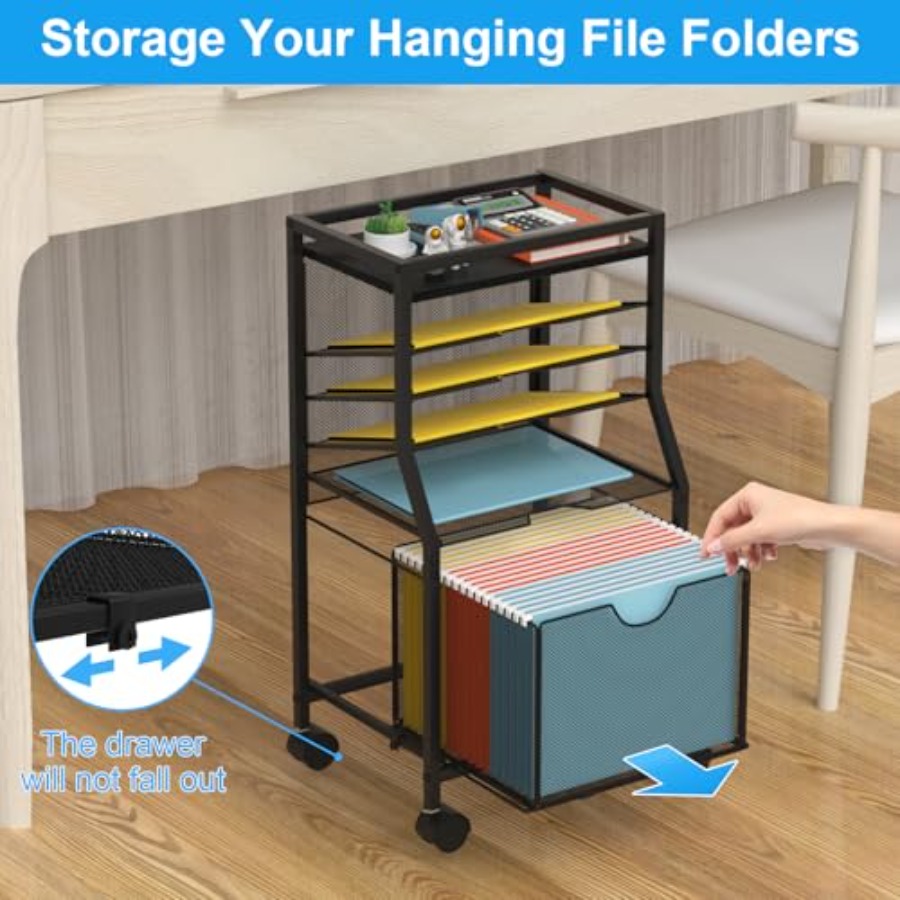 Rolling File Cart 6-Tier Desk  - File Folder Hanging ulasan dan harga